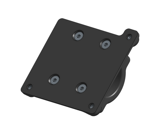 PMU-16 rollbar mount plate, black, front face with four countersunk mounting screws